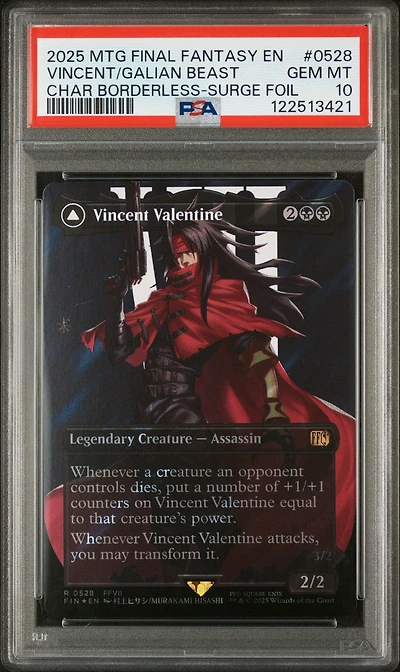 2025 Magic The Gathering Final Fantasy 0528 Vincent Valentine/galian Beast Character Borderless-surge Foil PSA 10
