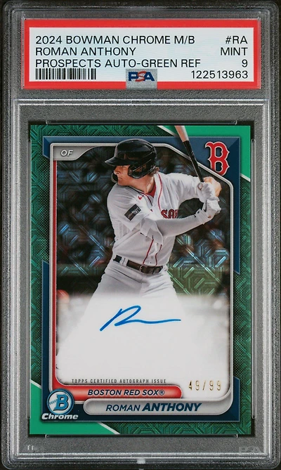 2024 Bowman Mega Box Chrome Bowman Prospect Mega Autographs Ra Roman Anthony Green Refractor PSA 9