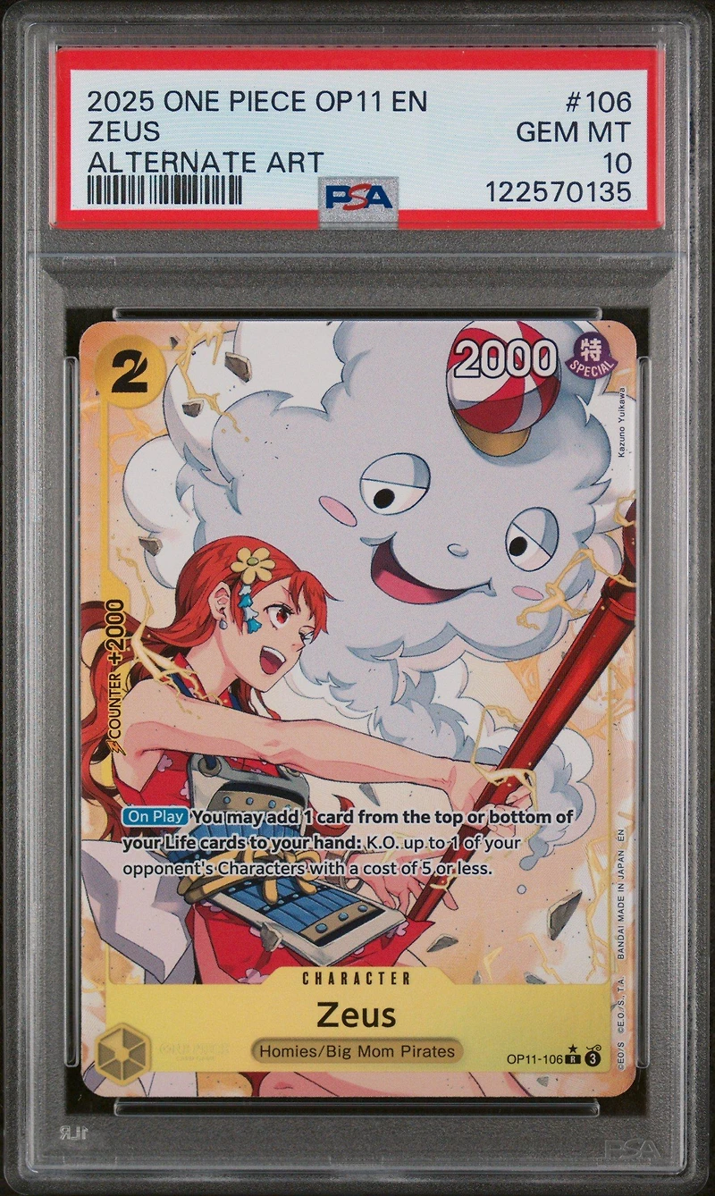2025 One Piece Op11-a Fist Of Divine Speed 106 Zeus Alternate Art PSA 10