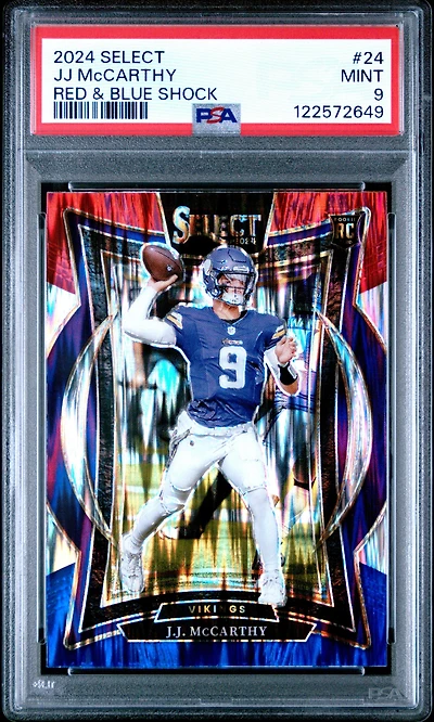 2024 Panini Select 24 Jj Mccarthy Red & Blue Shock PSA 9