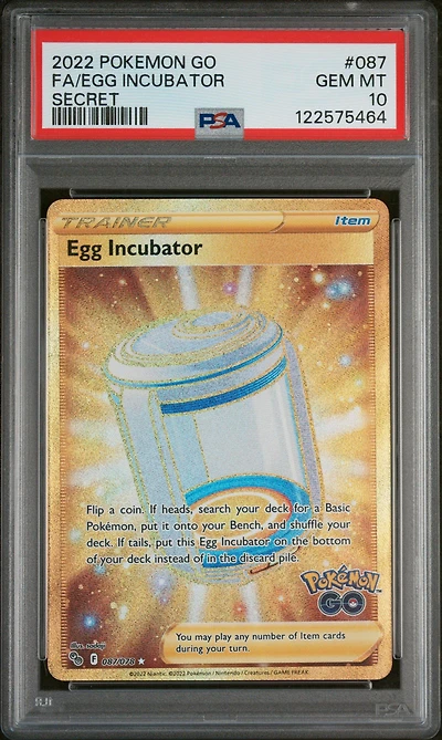 2022 Pokemon Go 087 Full Art/egg Incubator Secret PSA 10