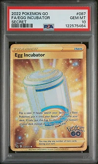 2022 Pokemon Go 087 Full Art/egg Incubator Secret PSA 10