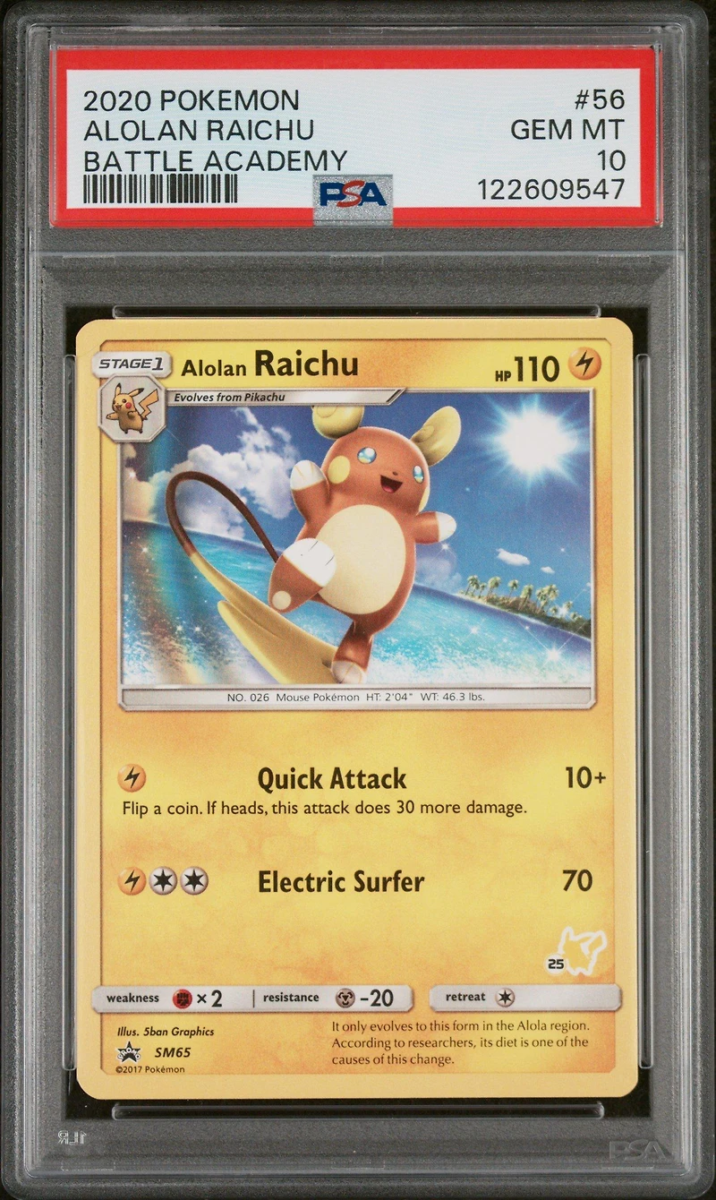 2020 Pokemon Battle Academy 56 Alolan Raichu PSA 10