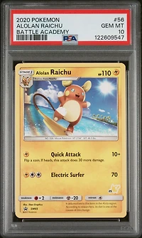 2020 Pokemon Battle Academy 56 Alolan Raichu PSA 10