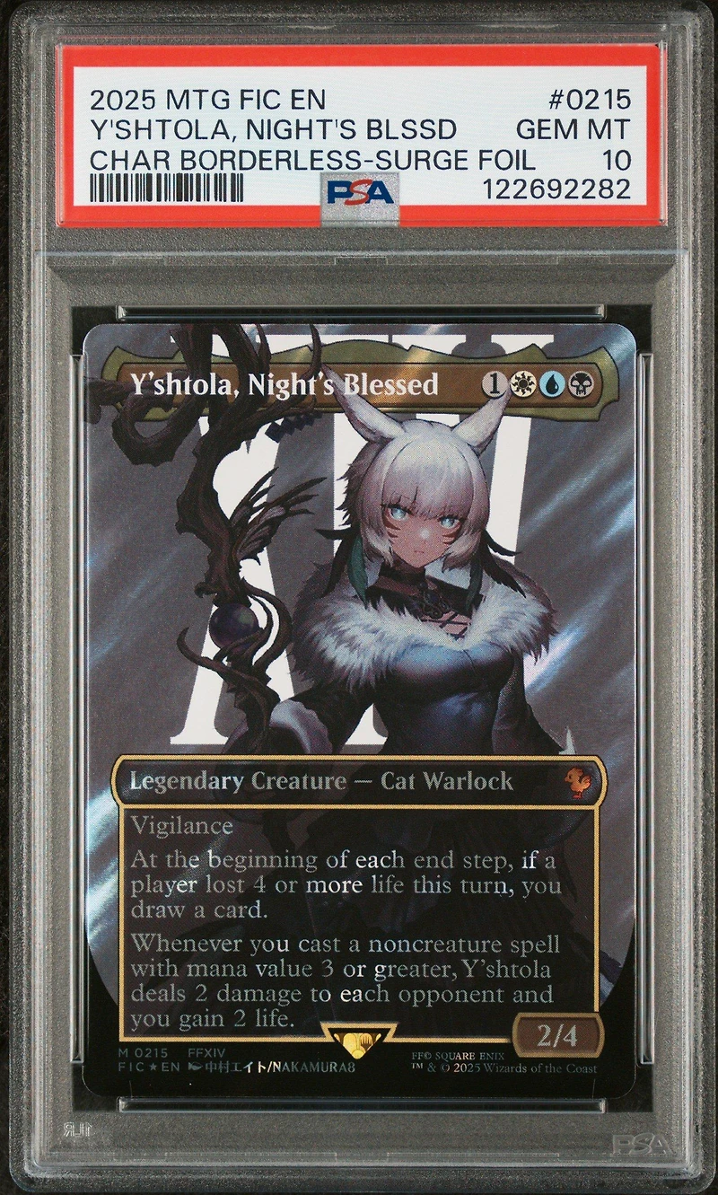 2025 Magic The Gathering Final Fantasy Commander 0215 Y'shtola, Night's Blessed Character Borderless-surge Foil PSA 10