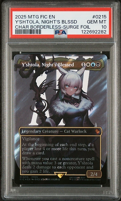 2025 Magic The Gathering Final Fantasy Commander 0215 Y'shtola, Night's Blessed Character Borderless-surge Foil PSA 10