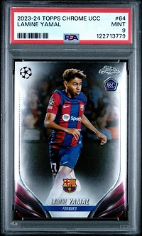 2023-24 Topps Chrome Uefa Club Competitions 64 Lamine Yamal PSA