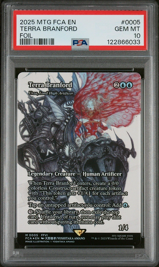 gamestop final fantasy mtg GameStop 2025 Magic The Gathering Final Fantasy: Through The Ages 0005  Terra Branford Foil PSA 10