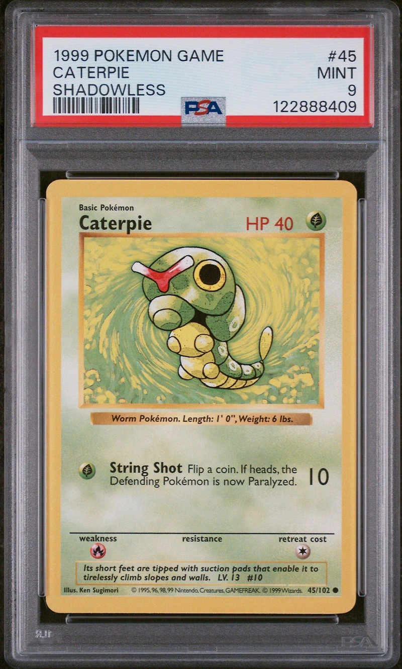 1999 Pokemon Game 45 Caterpie Shadowless PSA