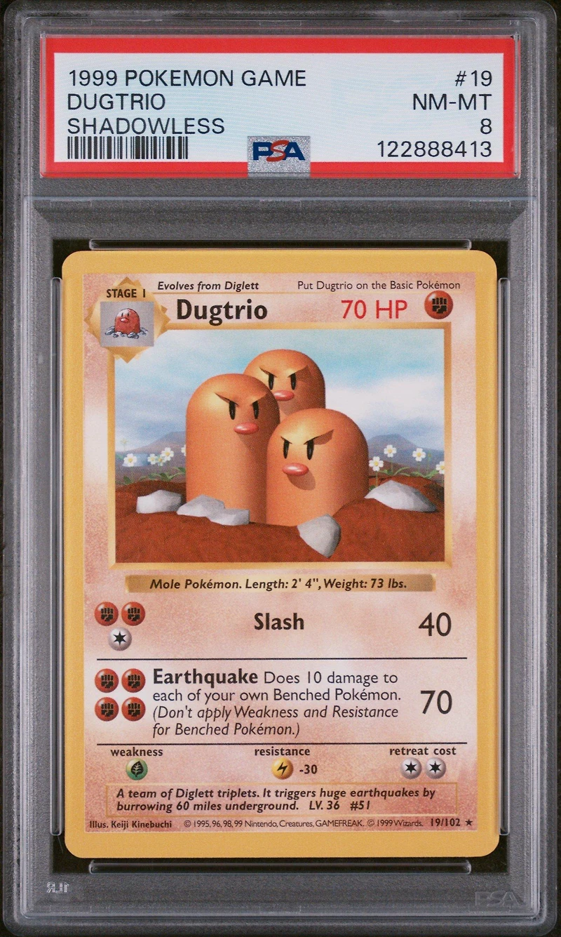 1999 Pokemon Game 19 Dugtrio Shadowless PSA