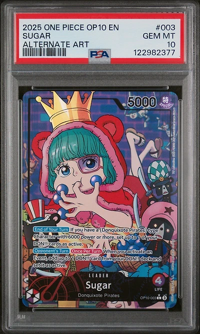 2025 One Piece Op10-royal Blood 003 Sugar Alternate Art PSA 10