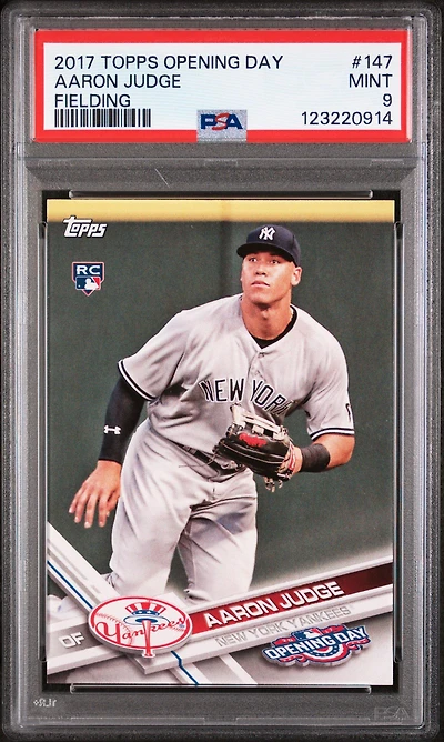2017 Topps Opening Day 147 Aaron Judge Fielding PSA 9