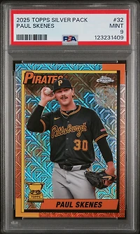 2025 Topps Silver Pack 1990 Chrome Promo 32 Paul Skenes PSA 9