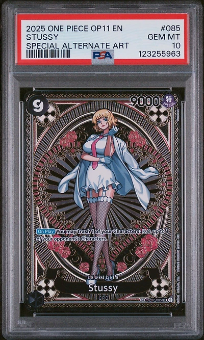 2025 One Piece Op11-a Fist Of Divine Speed 085 Stussy Special Alternate Art PSA 10