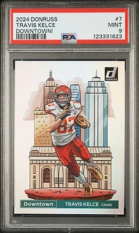 2024 Panini Donruss Downtown! 7 Travis Kelce PSA 9