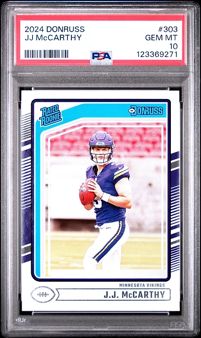 2024 Panini Donruss 303 Jj Mccarthy PSA 10