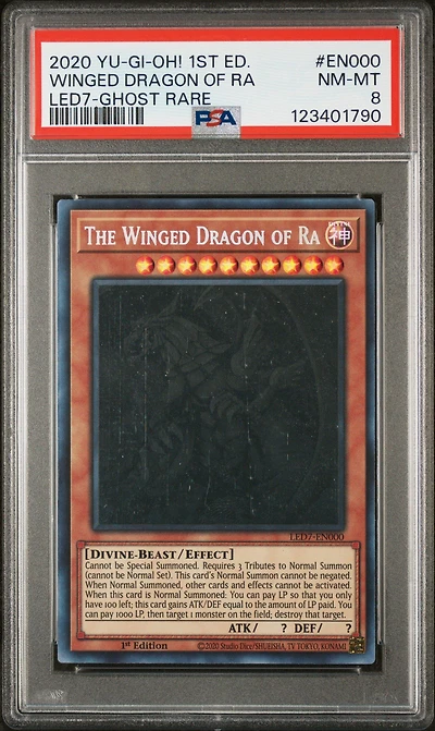2020 Yu-gi-oh! Legendary Duelists: Rage Of Ra En000 The Winged Dragon Of Ra 1st Edition-ghost Rare PSA