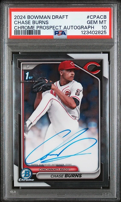 2024 Bowman Draft Chrome Prospect Autographs Cpacb Chase Burns PSA 10