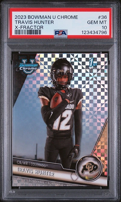 2023 Bowman University Chrome 36 Travis Hunter X-fractor PSA 10
