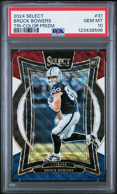 2024 Panini Select 31 Brock Bowers Tri-color Prizm PSA 10