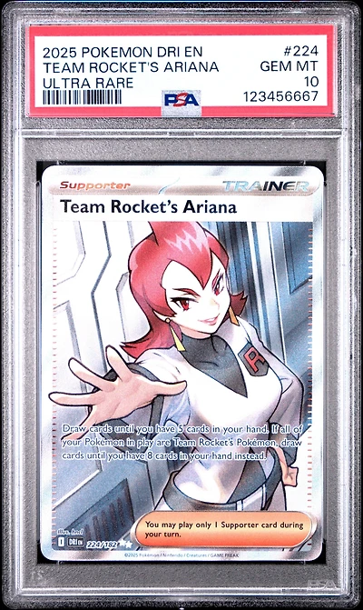 2025 Pokemon Dri En-destined Rivals 224 Team Rocket's Ariana Ultra Rare PSA