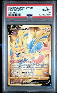 2020 Pokemon Sword & Shield 211 Full Art/zacian V Secret PSA 10
