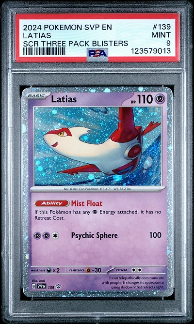 2024 Pokemon Svp En-sv Black Star Promo 139 Latias Stellar Crown Three Pack Blister PSA 9