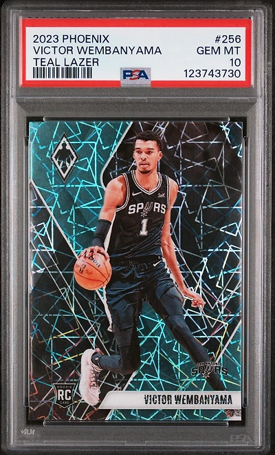 2023 Panini Phoenix 256 Victor Wembanyama Teal Lazer PSA 10