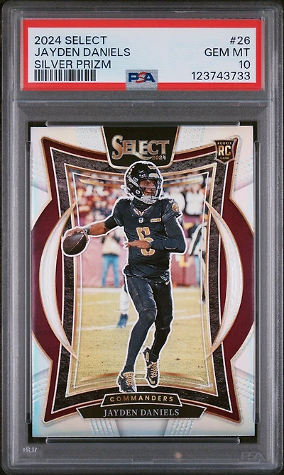 2024 Panini Select 26 Jayden Daniels Silver Prizm PSA 10