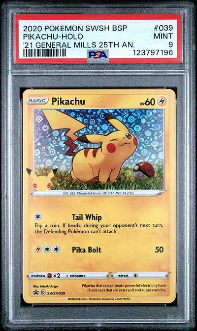 2020 Pokemon Swsh Black Star Promo 039 Pikachu-holo 2021 General Mills 25th Anniversary PSA