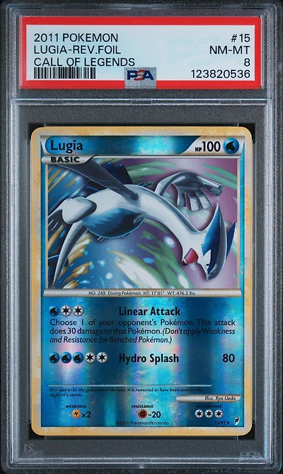 2011 Pokemon Call Of Legends 15 Lugia-reverse Foil PSA 8