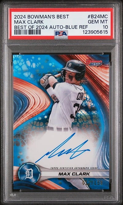 2024 Bowman's Best Best Of 2024 Autographs B24mc Max Clark Blue Refractor PSA 10