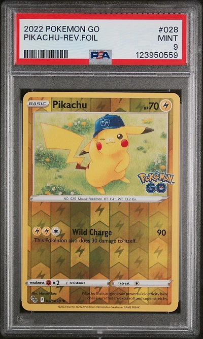 2022 Pokemon Go 028 Pikachu-reverse Foil PSA 9