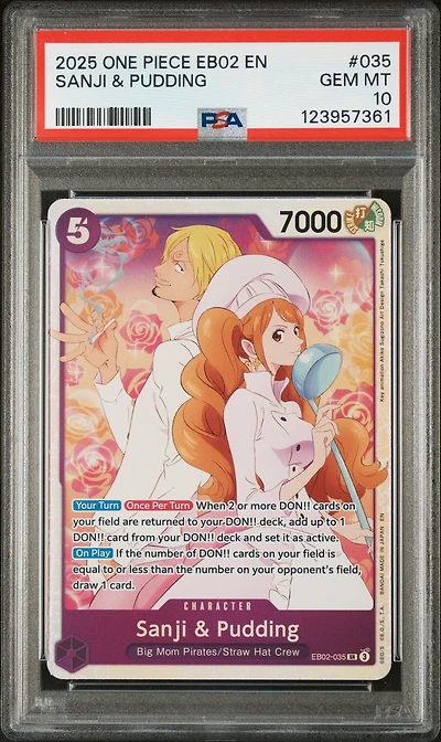 2025 One Piece Eb02-extra Booster -anime 25th Collection- 035 Sanji & Pudding PSA 10