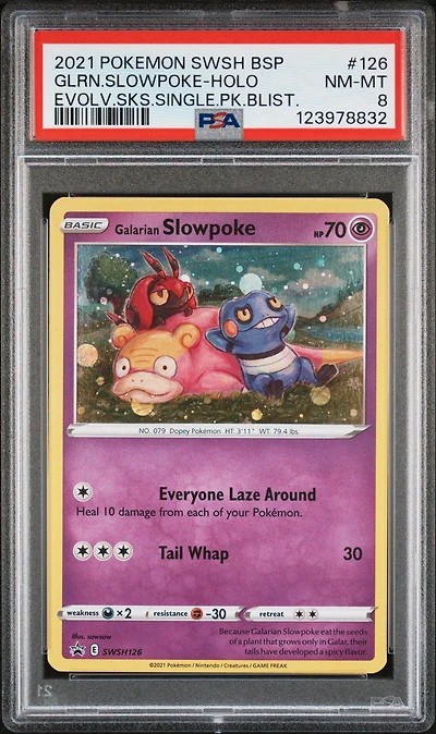 2021 Pokemon Swsh Black Star Promo 126 Galarian Slowpoke-holo Evolving Skies Single Pack Blisters PSA