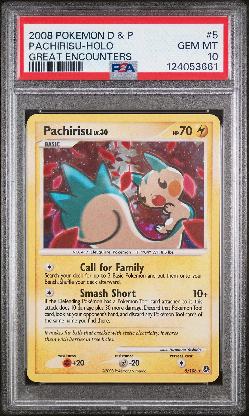 2008 Pokemon Diamond & Pearl Great Encounters 5 Pachirisu-holo PSA 10
