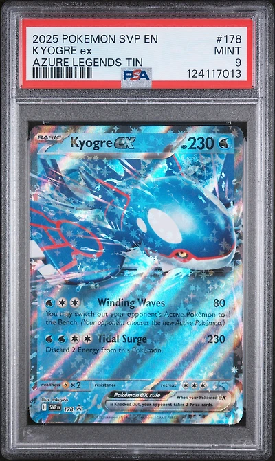 2025 Pokemon Svp En-sv Black Star Promo 178 Kyogre Ex Azure Legends Tin PSA 9