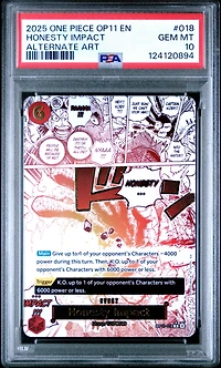 2025 One Piece Op11-a Fist Of Divine Speed 018 Honesty Impact Alternate Art PSA 10