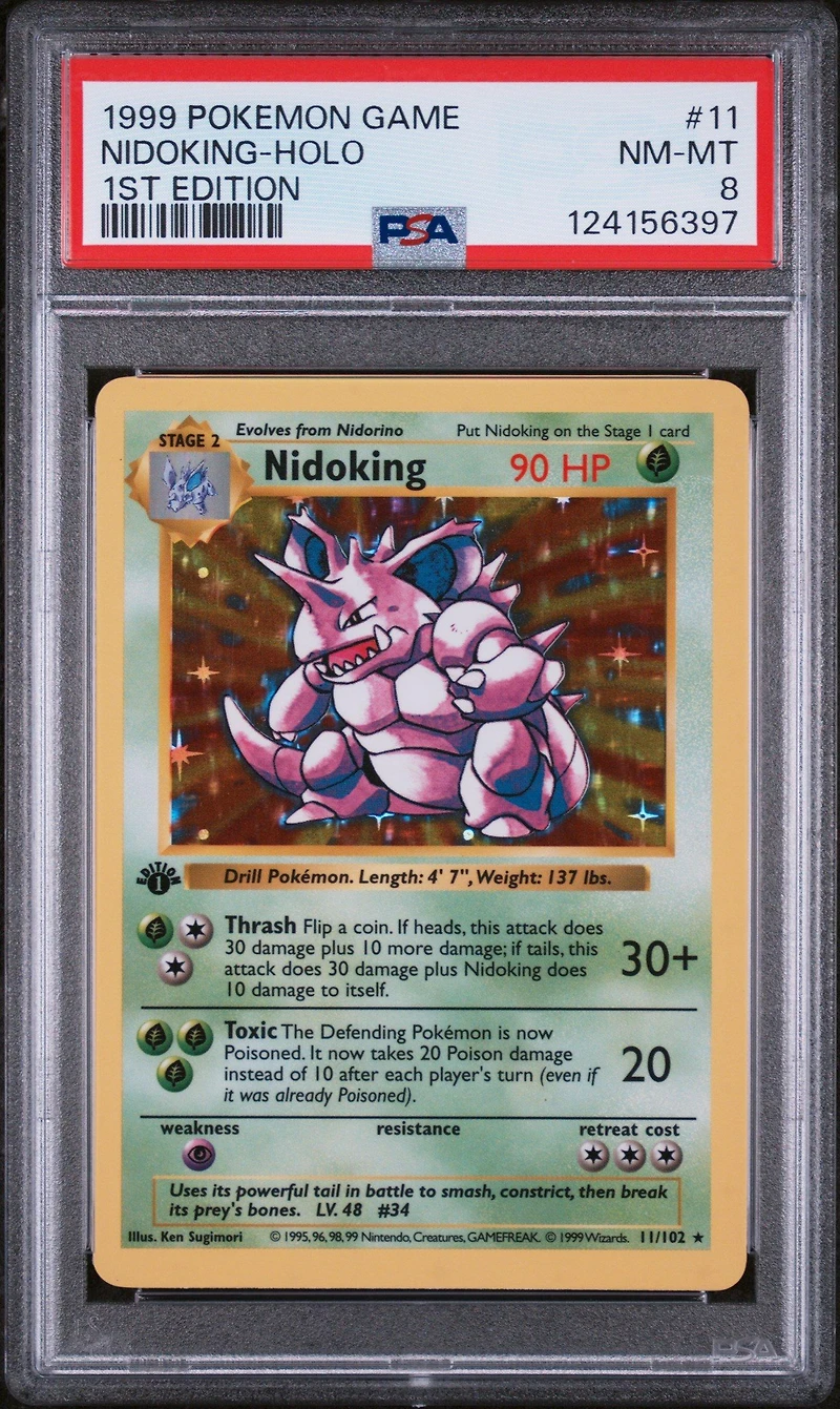 1999 Pokemon Game 11 Nidoking-holo 1st Edition PSA