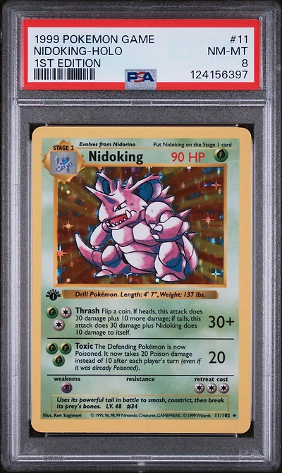 1999 Pokemon Game 11 Nidoking-holo 1st Edition PSA