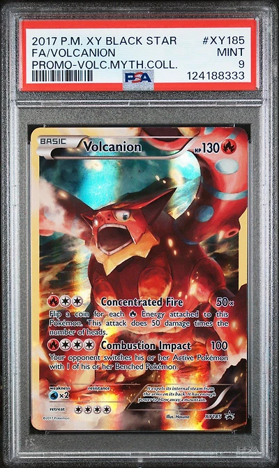 2017 Pokemon Xy Black Star Promo Xy185 Full Art/volcanion Volcanion Mythical Collection PSA 9
