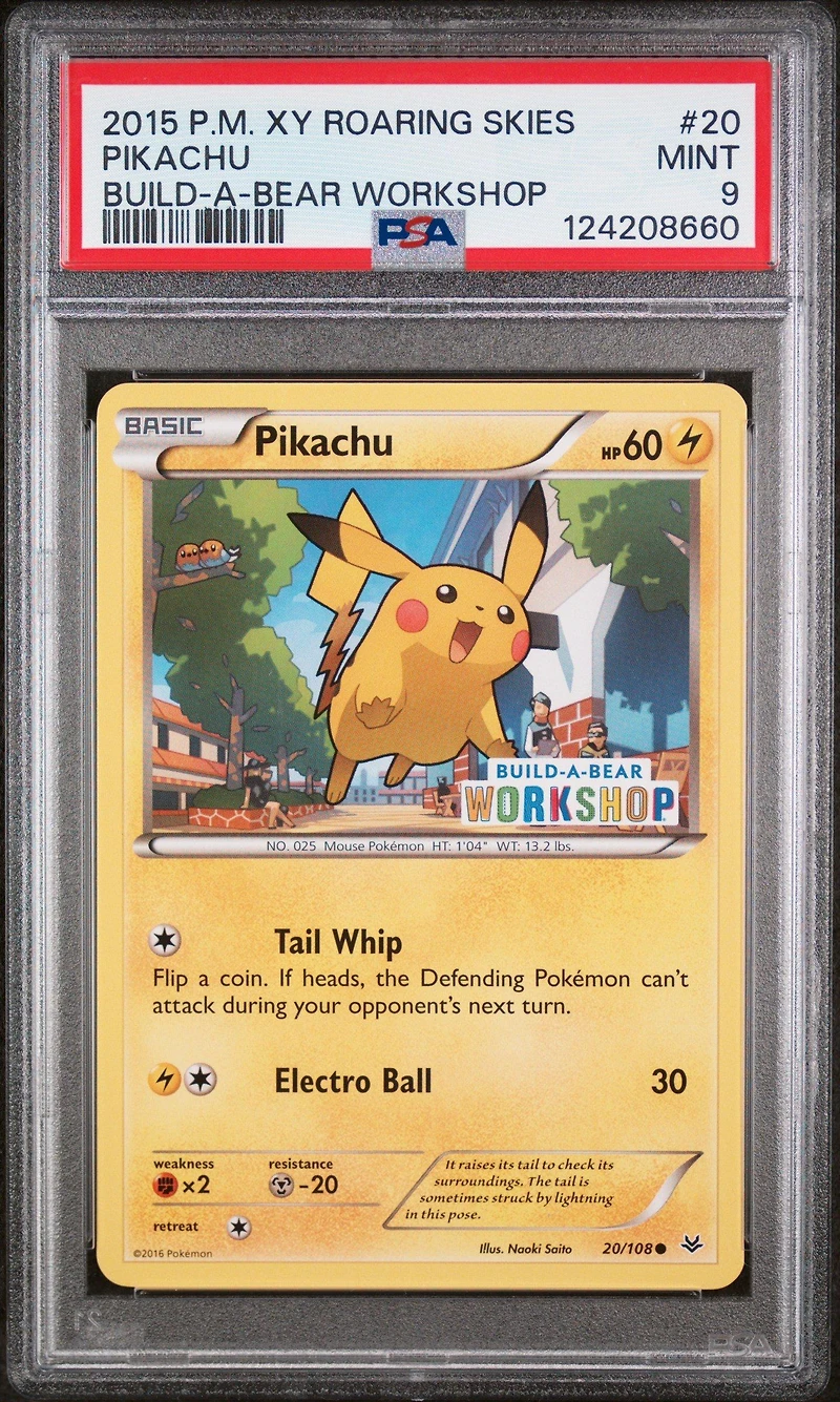 2015 Pokemon Xy Roaring Skies 20 Pikachu Build-a-bear Workshop PSA 9