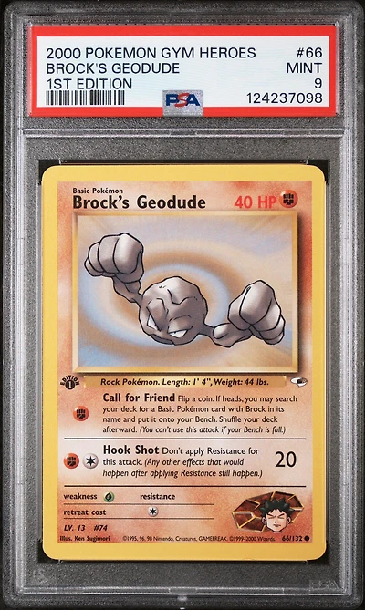 2000 Pokemon Gym Heroes Brock's Geodude 1st Edition PSA