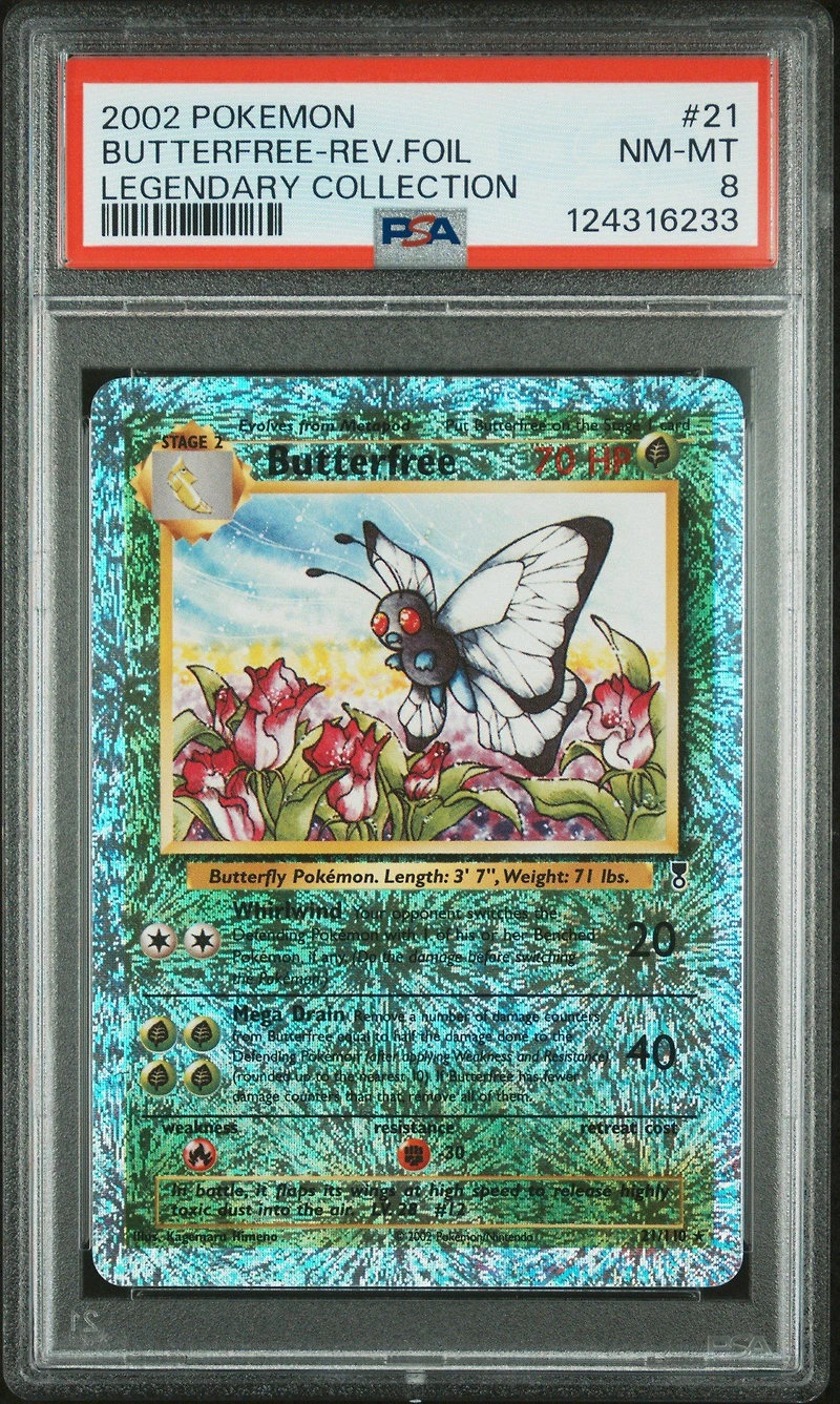 2002 Pokemon Legendary Collection 21 Butterfree-reverse Foil PSA 8