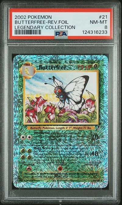 2002 Pokemon Legendary Collection 21 Butterfree-reverse Foil PSA 8