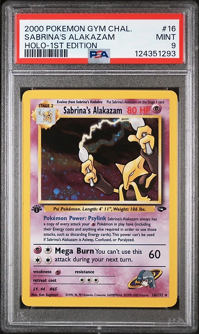 2000 Pokemon Gym Challenge 16 Sabrina's Alakazam Holo-1st Edition PSA