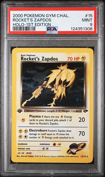 2000 Pokemon Gym Challenge 15 Rocket's Zapdos Holo-1st Edition PSA