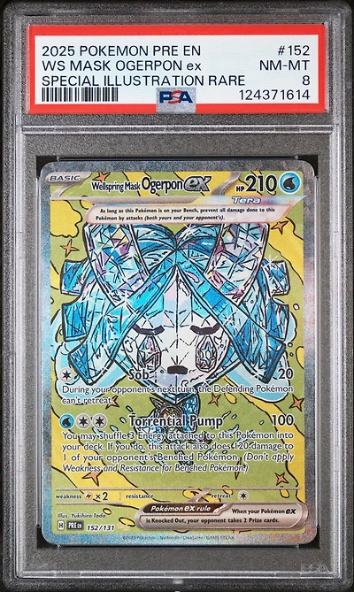 2025 Pokemon Pre En-prismatic Evolutions 152 Wellspring Mask Ogerpon Ex Special Illustration Rare PSA