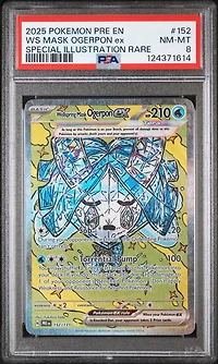 2025 Pokemon Pre En-prismatic Evolutions 152 Wellspring Mask Ogerpon Ex Special Illustration Rare PSA