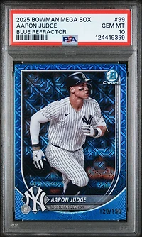 2025 Bowman Mega Box Chrome 99 Aaron Judge Blue Refractor PSA 10